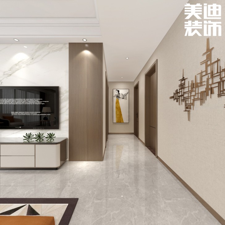 建發(fā)悅府130㎡現(xiàn)代風格案例效果圖--客廳